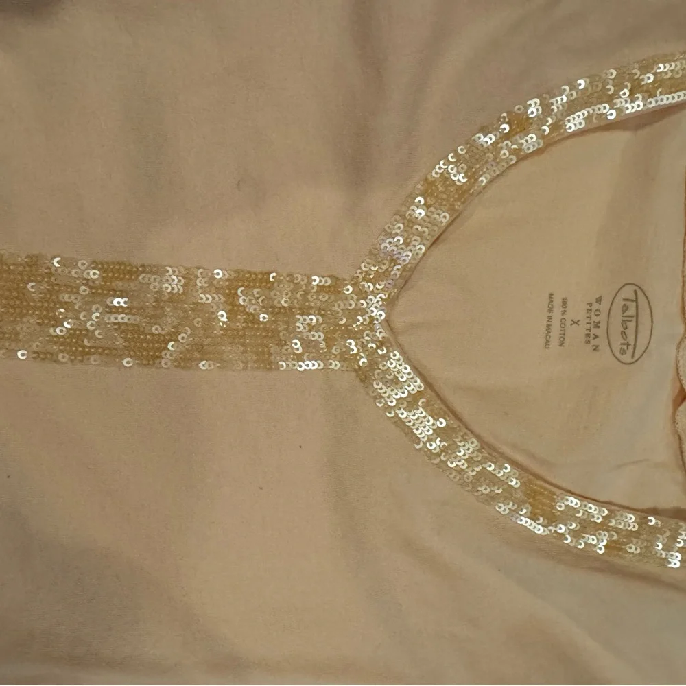 Talbots Peach Sequin Accent top - Picture 4 of 4
